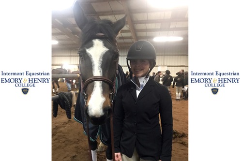Emily Trice poses after winning Novice Over Fences.