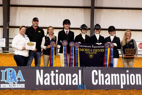Intermont Equestrian IDA Team with their national championship trophy and ribbons.