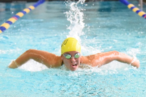 Cat Sweigart swims the butterfly leg of the individual medley.