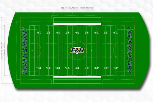 Rendering of the 2019 FieldTurf installation for Fred Selfe Stadium.